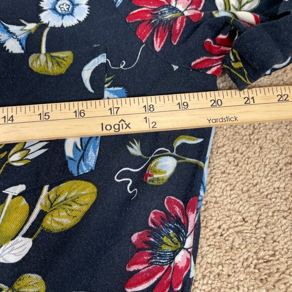 Ann Taylor Jumpsuit Womens 12 Navy Floral Wide Leg Gaucho Cropped Bohemian Flowy - Picture 11 of 12
